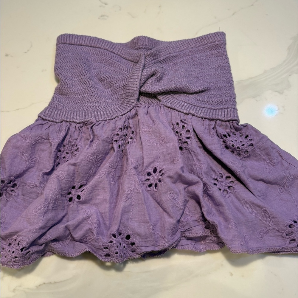 Purple Flowy Crochet Tube Top